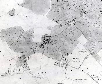 The main part of the village on the inclosure map of 1841